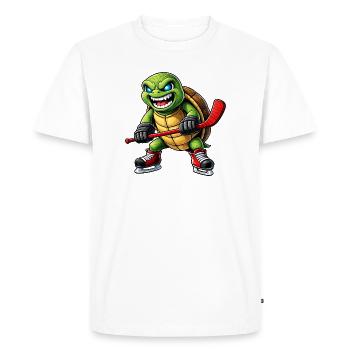 Aggressive Schildkröte Eishockey Spieler Horror - Men's Premium Organic T-Shirt - white - Front - Nico (187cm)