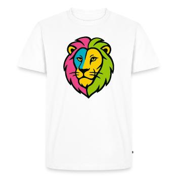Lion sauvage coloré - Art couleurs Pop - T-shirt Premium bio Homme - blanc - Devant - Nico (187cm)