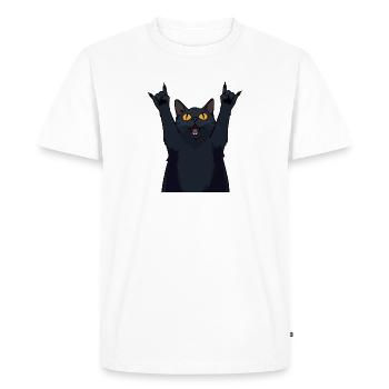 Metal Cat – Black Cat montre des cornes - T-shirt Premium bio Homme - blanc - Devant - Nico (187cm)