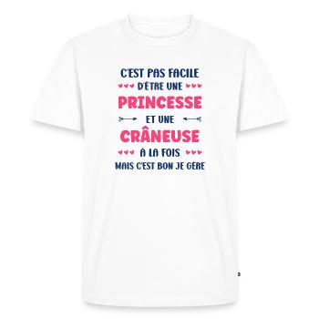 craneuse - T-shirt Premium bio Homme - blanc - Devant - Nico (187cm)