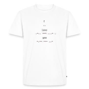 Retro Pixel Art Morse Code I Love you - Men's Premium Organic T-Shirt - white - Front - Nico (187cm)