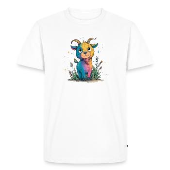 Chèvre arc-en-ciel dans la magie des couleurs - T-shirt Premium bio Homme - blanc - Devant - Nico (187cm)