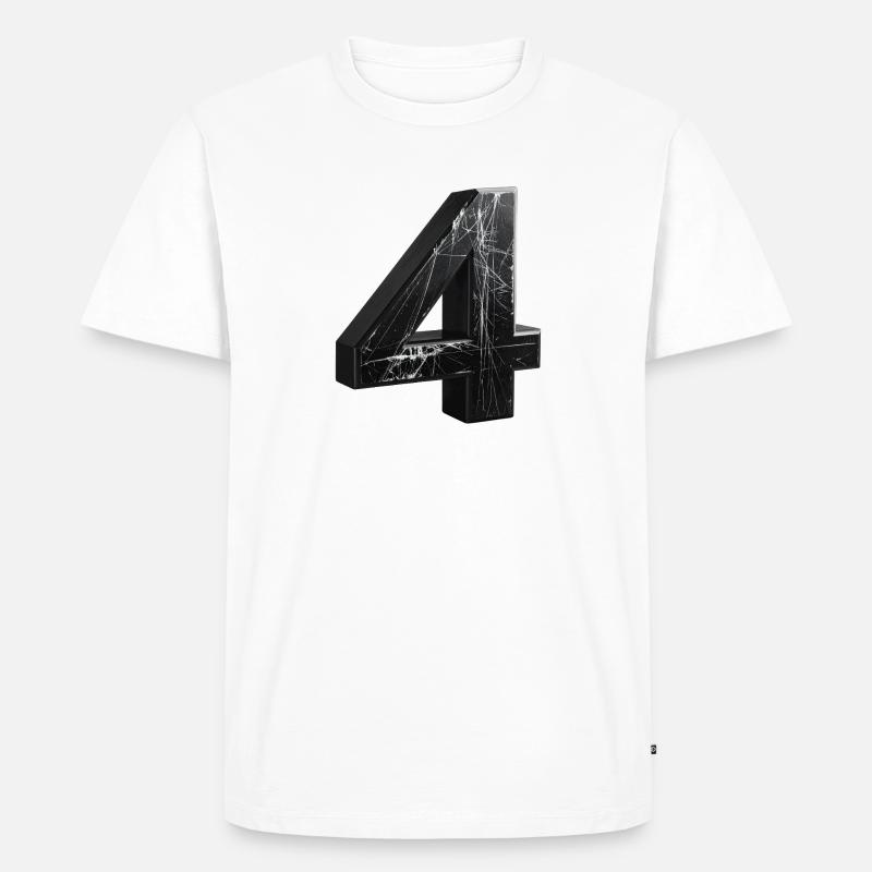 Schwarze 4 mit Marmormuster - Männer Premium Bio T-Shirt - Weiß
