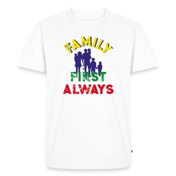 La famille d’abord, toujours - T-shirt Premium bio Homme - blanc - Devant - Nico (187cm)