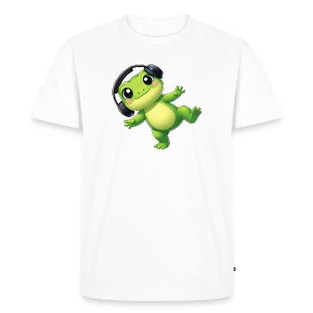 Crapaud grenouille mignon avec une technologie de danse casque - T-shirt Premium bio Homme - blanc - Devant - Nico (187cm)