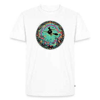 Motif psychédélique du vol des sorcières de la Forêt Sauvage - T-shirt Premium bio Homme - blanc - Devant - Nico (187cm)