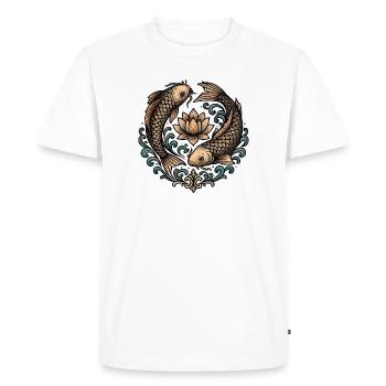 Tatouage d’harmonie du cercle de koi et lotus - T-shirt Premium bio Homme - blanc - Devant - Nico (187cm)