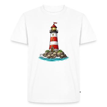 Lighthouse with red stripes - Men's Premium Organic T-Shirt - white - Front - Nico (187cm)