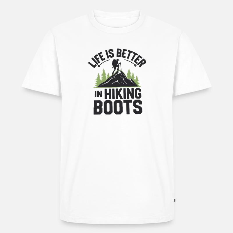 Das Leben ist besser in Wanderschuhen - Männer Premium Bio T-Shirt - Weiß