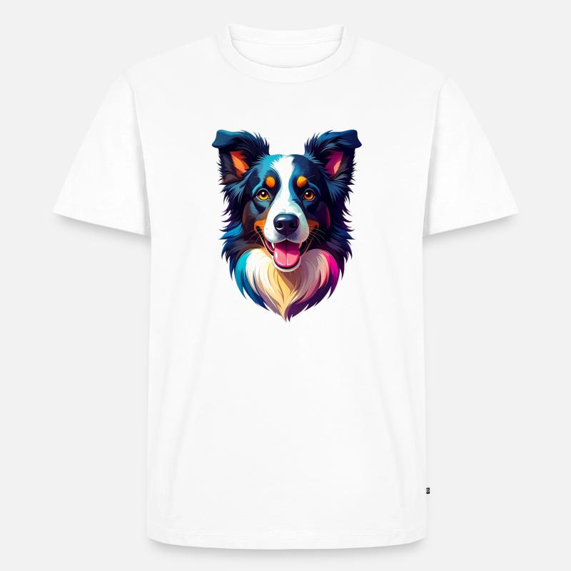 Border Collie - Ekologiczna koszulka męska Premium - biały