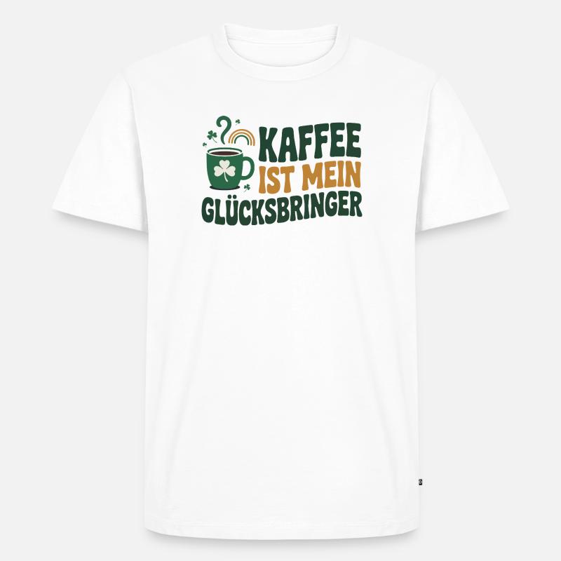 Kaffee ist mein Glücksbringer - Männer Premium Bio T-Shirt - Weiß