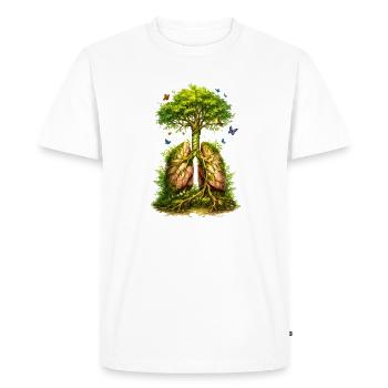 Tree grows from green lungs - Men's Premium Organic T-Shirt - white - Front - Nico (187cm)