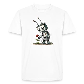 Robot arrosant une fleur - T-shirt Premium bio Homme - blanc - Devant - Nico (187cm)