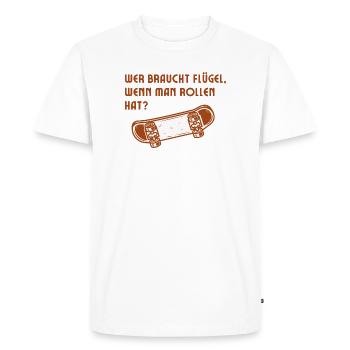 Roulettes au lieu d’ailes Skateboard qui dit - T-shirt Premium bio Homme - blanc - Devant - Nico (187cm)