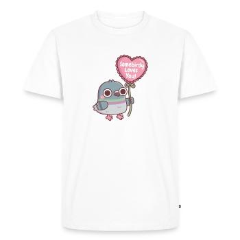 Pigeon mignon avec un ballon en forme de cœur Un oiseau t’aime - T-shirt Premium bio Homme - blanc - Devant - Nico (187cm)