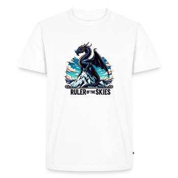 Ciel de dragon au-dessus d’une chaîne de montagnes - T-shirt Premium bio Homme - blanc - Devant - Nico (187cm)