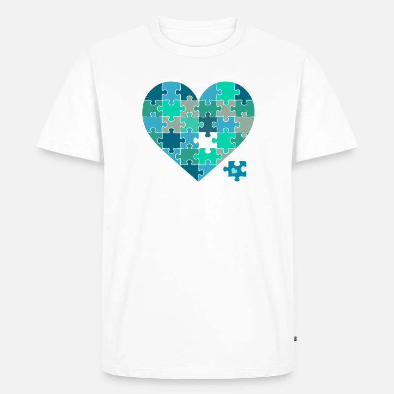 Puzzleherz Blaugrün - Männer Premium Bio T-Shirt - Weiß
