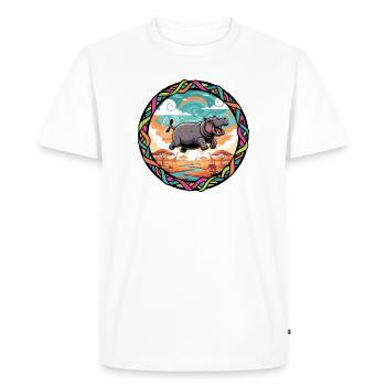 Hippopotame drôle Hippopotame volant Savane colorée - T-shirt Premium bio Homme - blanc - Devant - Nico (187cm)