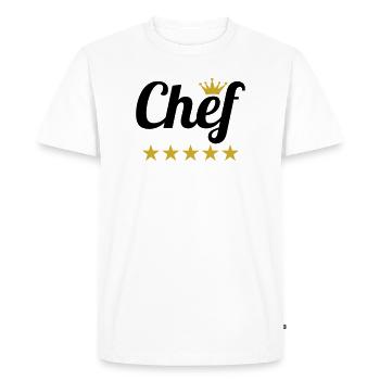 Chef Suprême : Couronne et 5 Étoiles Or - T-shirt Premium bio Homme - blanc - Devant - Nico (187cm)
