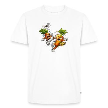 Karate carrots in duel - Men's Premium Organic T-Shirt - white - Front - Nico (187cm)