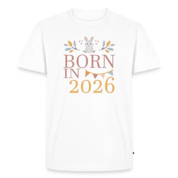 Born in 2026 Baby Cat Soon Mom Gift - Men's Premium Organic T-Shirt - white - Front - Nico (187cm)