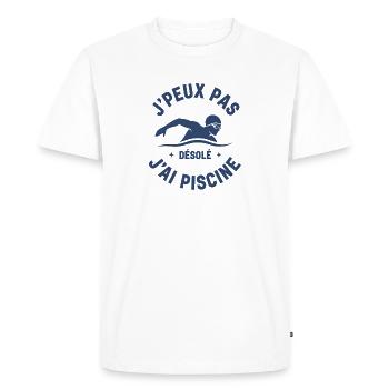 J'peux pas jai piscine - T-shirt Premium bio Homme - blanc - Devant - Nico (187cm)