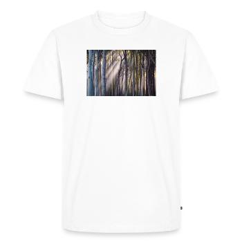 Rayons de lumière dans la forêt - T-shirt Premium bio Homme - blanc - Devant - Nico (187cm)