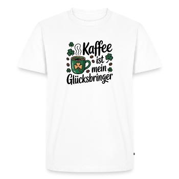 Le café est mon porte-bonheur - T-shirt Premium bio Homme - blanc - Devant - Nico (187cm)