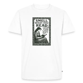 Smell What You Read | Book smell - Men's Premium Organic T-Shirt - white - Front - Nico (187cm)