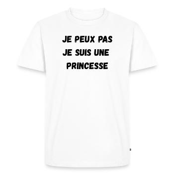 Je peux pas, Je suis une PRINCESSE - T-shirt Premium bio Homme - blanc - Devant - Nico (187cm)