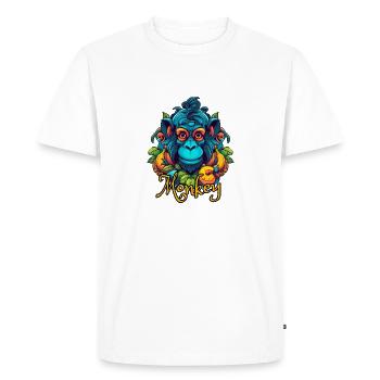 Neon Tropical Monkey Head - Men's Premium Organic T-Shirt - white - Front - Nico (187cm)