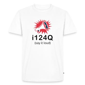 i124Q – Bold Statement Dark Edition - Men's Premium Organic T-Shirt - white - Front - Nico (187cm)