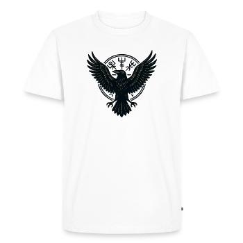 Black Raven in the Runic Circle - Men's Premium Organic T-Shirt - white - Front - Nico (187cm)