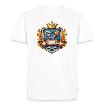 Bouclier du Roi du Génie Mécanique - T-shirt Premium bio Homme - blanc - Devant - Nico (187cm)