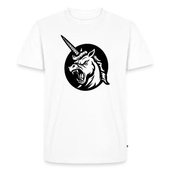 Roaring Unicorn – Aggressive Unicorn Head - Men's Premium Organic T-Shirt - white - Front - Nico (187cm)