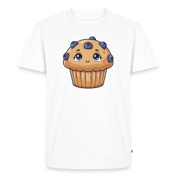 Dessin animé Kawaii Blueberry Muffin - T-shirt Premium bio Homme - blanc - Devant - Nico (187cm)