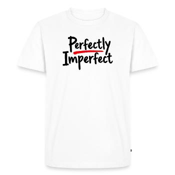 Perfectly Imperfect Statement for Self-Love - Men's Premium Organic T-Shirt - white - Front - Nico (187cm)