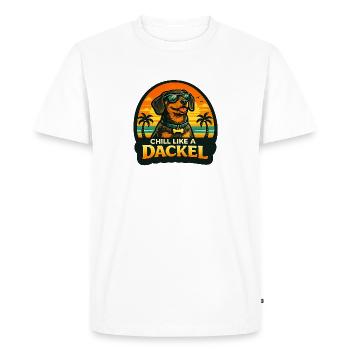 Détends-toi comme un teckel - T-shirt Premium bio Homme - blanc - Devant - Nico (187cm)