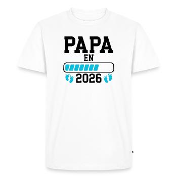 Futur papa 2026 annonce naissance - T-shirt Premium bio Homme - blanc - Devant - Nico (187cm)