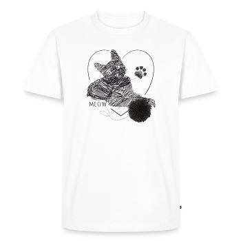 Cat Picture Yarn Ball Heart Gift Meow - Men's Premium Organic T-Shirt - white - Front - Nico (187cm)