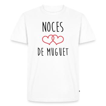 Noces de Muguet 13 ans de mariage - T-shirt Premium bio Homme - blanc - Devant - Nico (187cm)