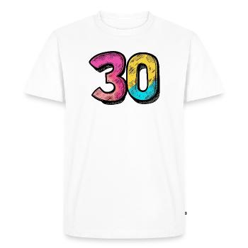 30 Nombre Coloré - T-shirt Premium bio Homme - blanc - Devant - Nico (187cm)