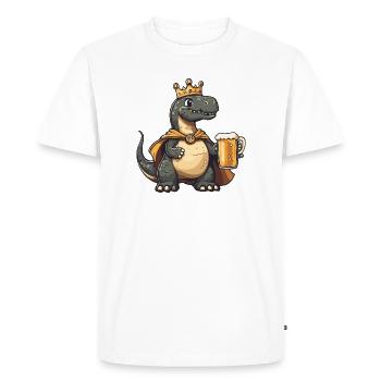 Roi de la bière brontosaure dinosaure - T-shirt Premium bio Homme - blanc - Devant - Nico (187cm)