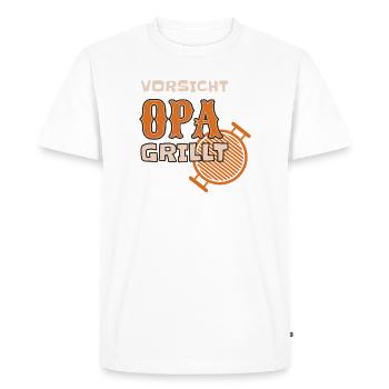 Attention : grand-père grille une tenue de barbecue drôle - T-shirt Premium bio Homme - blanc - Devant - Nico (187cm)