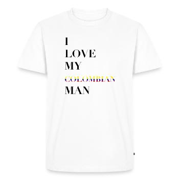 J’AIME MON HOMME COLOMBIEN - T-shirt Premium bio Homme - blanc - Devant - Nico (187cm)