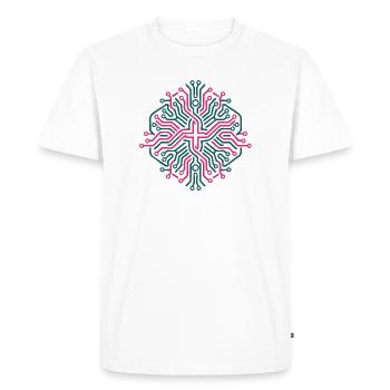Réseau Neuronal Symétrique Rose et Bleu - T-shirt Premium bio Homme - blanc - Devant - Nico (187cm)