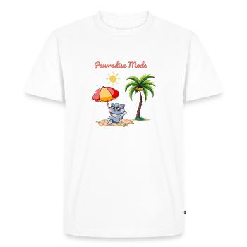 Mode Pawradise – Ambiances de plage de chats d’été - T-shirt Premium bio Homme - blanc - Devant - Nico (187cm)