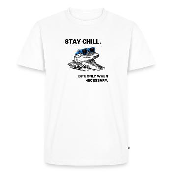 Stay Chill – Crocodile Saying Halftone Style - Men's Premium Organic T-Shirt - white - Front - Nico (187cm)