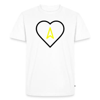 Cœur avec direction de flèche - T-shirt Premium bio Homme - blanc - Devant - Nico (187cm)