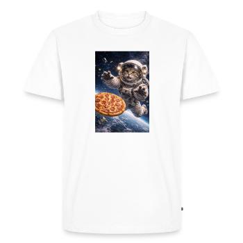 Un chat astronaute sauve une pizza dans l’espace - T-shirt Premium bio Homme - blanc - Devant - Nico (187cm)